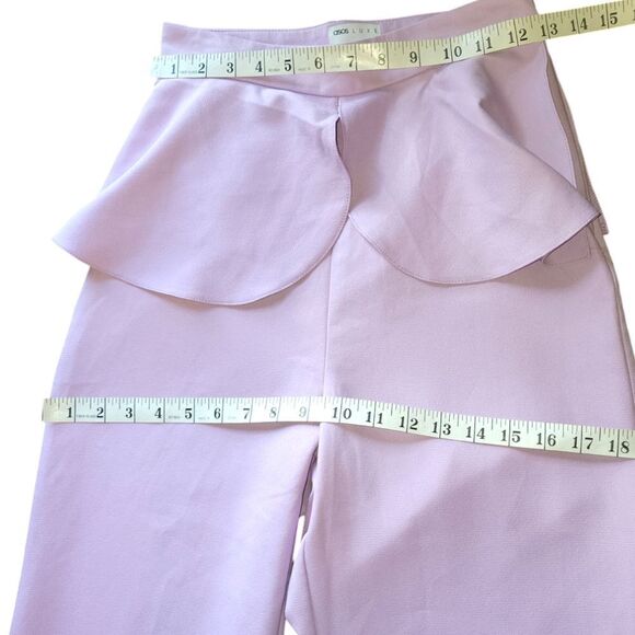 NWT ASOS LUXE Wide Flare Leg Tailored Pants Frill Overlay Lilac Purple 4 - Picture 5 of 14
